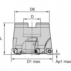 Kennametal - 6 Inserts, 63mm Cutter Diam, 1.5mm Max Depth of Cut, Indexable High-Feed Face Mill - 22mm Arbor Hole Diam, 40mm High, 7792VXD09 Toolholder, XD..090408 Inserts, Series 7792VX - Makers Industrial Supply