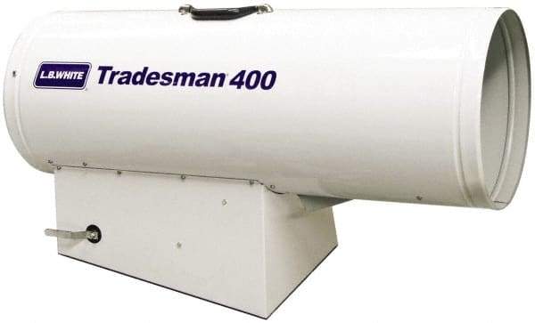 LB White - 250,000 to 400,000 BTU Rating, Propane Forced Air Heater with Thermostat - 9,000 Sq Ft Max Heating Area, 2 to 100 Lb Cylinders Capacity, Fuel with Propane - Makers Industrial Supply