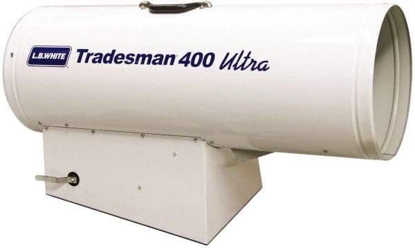 LB White - 250,000 to 400,000 BTU Rating, Propane Forced Air Heater with Thermostat - 9,000 Sq Ft Max Heating Area, 2 to 100 Lb Cylinders Capacity, Fuel with Propane - Makers Industrial Supply