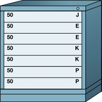 59.25 x 28.25 x 30'' (8 Drawers) - Pre-Engineered Modular Drawer Cabinet Eye-Level (150 Compartments) - Makers Industrial Supply