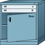 Bench-Standard Cabinet - 2 Drawers - Base Shelf - Adjustable Shelf - Lockable Swing Door - 30 x 28-1/4 x 33-1/4" - Multiple Drawer Access - Makers Industrial Supply