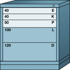 Bench-Standard Cabinet - 5 Drawers - 30 x 28-1/4 x 33-1/4" - Multiple Drawer Access - Makers Industrial Supply