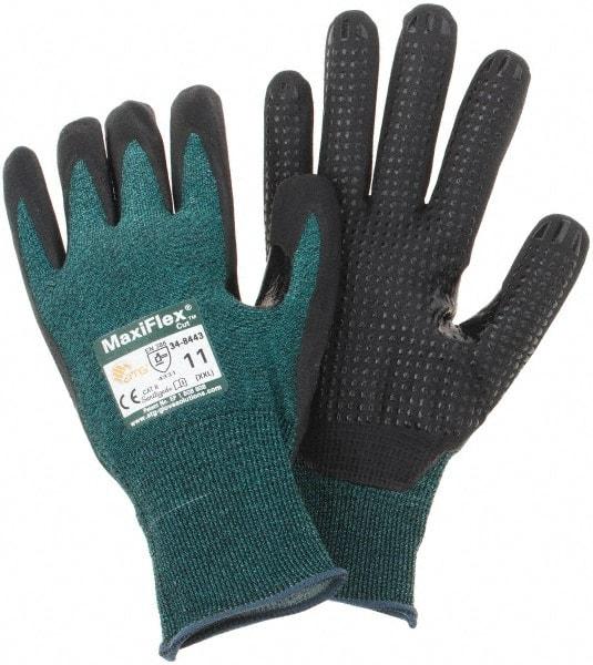 PIP - Size 2XL, ANSI Cut Lvl A2, Cut Resistant Gloves - Palm & Fingers Coated, Green/Black - Makers Industrial Supply