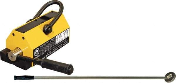 Mag-Mate - 1,600 Lb Load Capacity, Magnetic Lifter - 8-7/8" High x 4-7/8" Wide, 4" Head/Holder Diam, 2 Poles, For Use with Flat & Round Ferrous Metal - Makers Industrial Supply