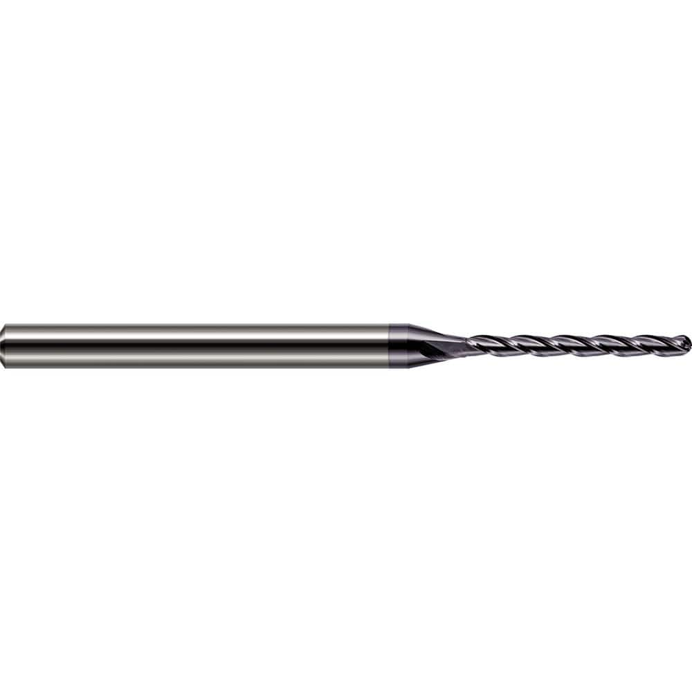 Ball End Mill: 0.093″ Dia, 1.125″ LOC, 3 Flute, Solid Carbide 2-1/2″ OAL, 1/8″ Shank Dia, 30 ° Helix, AlTiN Coated, Single End