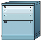 32.25 x 28.25 x 30'' (4 Drawers) - Pre-Engineered Modular Drawer Cabinet Bench Height (88 Compartments) - Makers Industrial Supply