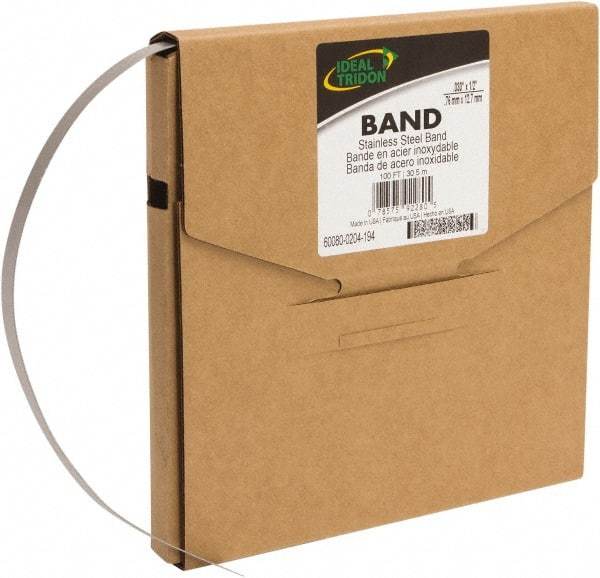 IDEAL TRIDON - Stainless Steel Banding Strap Roll - 3/4" Wide x 0.03" Thick - Makers Industrial Supply