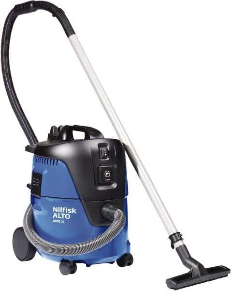 Nilfisk - 5 Gal Plastic Tank, Electric Powered Wet/Dry Vacuum - 1.34 Peak hp, 120 Volt, 8.3 Amps, 11-1/2' Hose Fitting, Washable Wet/Dry, Accessories Included - Makers Industrial Supply