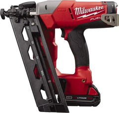 Milwaukee Tool - Cordless Finish Nailer Kit - 16 Gauge Nail Diam, 1-1/4 to 2-1/2" Long Nail, Lithium-Ion Batteries Included - Makers Industrial Supply