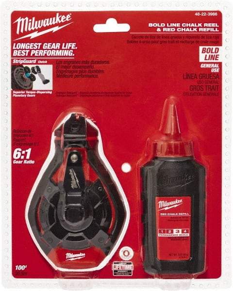 Milwaukee Tool - 100' Long Chalk Reel, Chalk, Line Level - Makers Industrial Supply