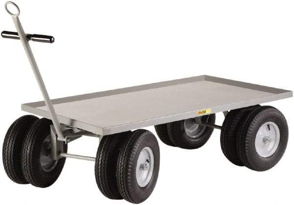 Little Giant - 3,000 Lb Capacity Steel 8 Wheeler Wagon Truck - Steel Deck, 36" OAW, 60" Platform Length x 18-1/4" Platform Height, Pneumatic Casters - Makers Industrial Supply