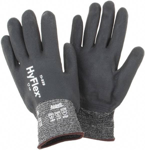 Ansell - Size L, ANSI Cut Lvl A2, Abrasion Lvl 4, Nitrile Coated Cut Resistant Gloves - Fully Coated Coated, Black - Makers Industrial Supply