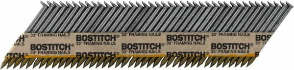 Stanley Bostitch - 12 Gauge 0.113" Shank Diam 2" Long Framing Nails for Power Nailers - Steel, Bright Finish, Smooth Shank, Angled Stick Paper Tape Collation, Round Head - Makers Industrial Supply