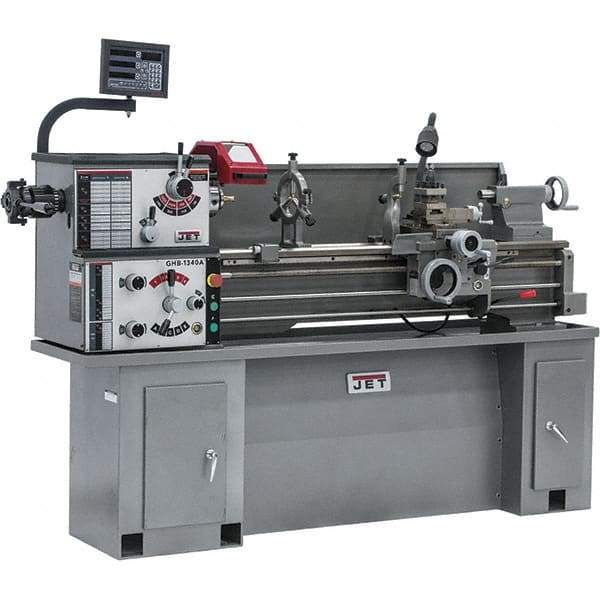 Jet - 13" Swing, 43" Between Centers, 230 Volt, Single Phase Bench Lathe - 2 hp, 70 to 2,000 RPM, 1-3/8" Bore Diam, 28-1/2" Deep x 30" High x 79" Long - Makers Industrial Supply