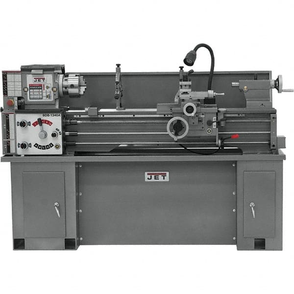 Jet - 13" Swing, 40" Between Centers, 230 Volt, Single Phase Bench Lathe - 2 hp, 60 to 1,240 RPM, 1-3/8" Bore Diam, 28-1/2" Deep x 30" High x 79" Long - Makers Industrial Supply