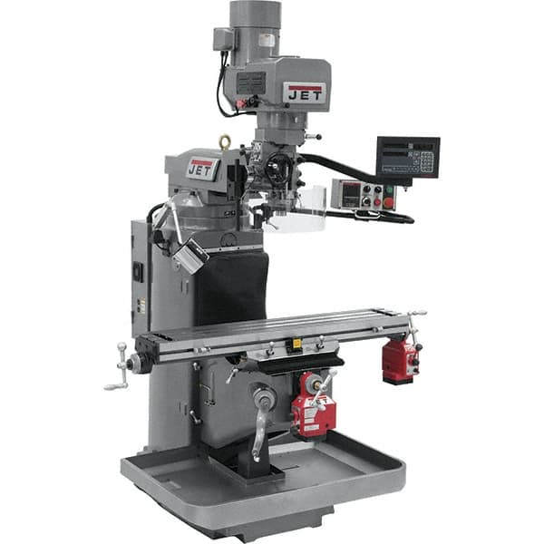 Jet - 9" Table Width x 49" Table Length, Electronic Variable Speed Control, 3 Phase Knee Milling Machine - 3 hp - Makers Industrial Supply