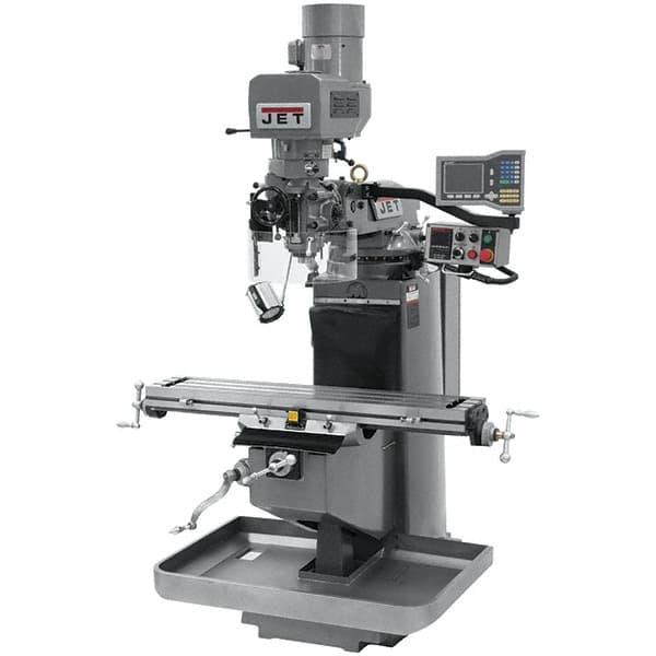 Jet - 9" Table Width x 49" Table Length, Electronic Variable Speed Control, 3 Phase Knee Milling Machine - 3 hp - Makers Industrial Supply