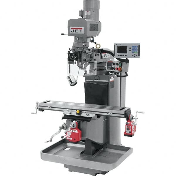 Jet - 9" Table Width x 49" Table Length, Electronic Variable Speed Control, 3 Phase Knee Milling Machine - 3 hp - Makers Industrial Supply