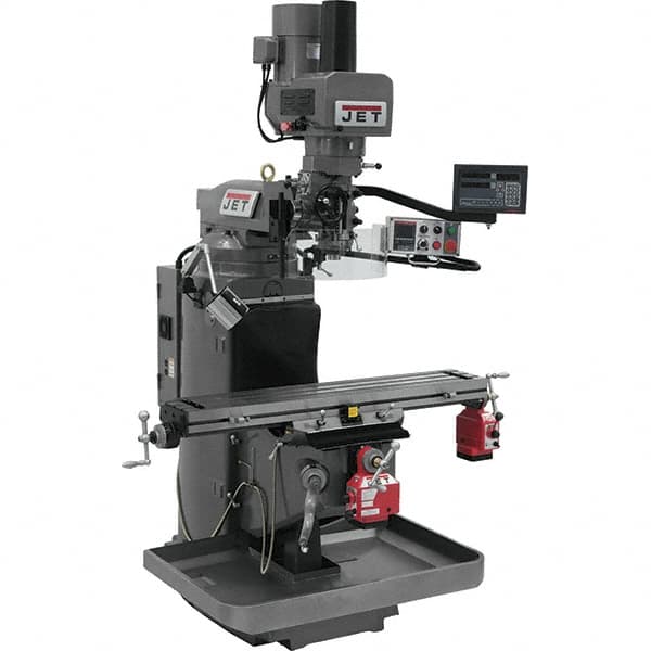 Jet - 9" Table Width x 49" Table Length, Electronic Variable Speed Control, 3 Phase Knee Milling Machine - 3 hp - Makers Industrial Supply