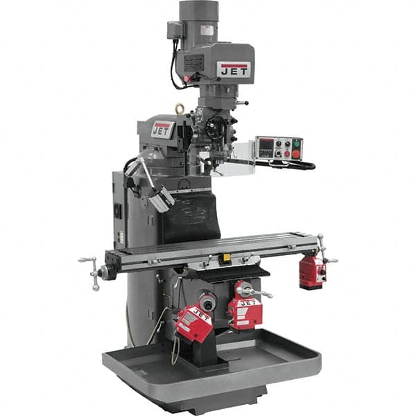 Jet - 9" Table Width x 49" Table Length, Electronic Variable Speed Control, 3 Phase Knee Milling Machine - 3 hp - Makers Industrial Supply