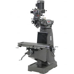 Jet - 9" Table Width x 42" Table Length, Step Pulley Control, 3 Phase Knee Milling Machine - 2 hp - Makers Industrial Supply