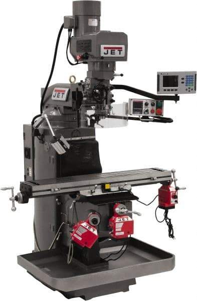 Jet - 9" Table Width x 49" Table Length, Electronic Variable Speed Control, 3 Phase Knee Milling Machine - 3 hp - Makers Industrial Supply