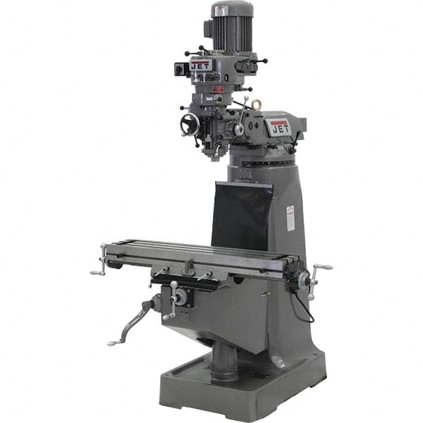 Jet - 9" Table Width x 42" Table Length, Step Pulley Control, 1 Phase Knee Milling Machine - 2 hp - Makers Industrial Supply