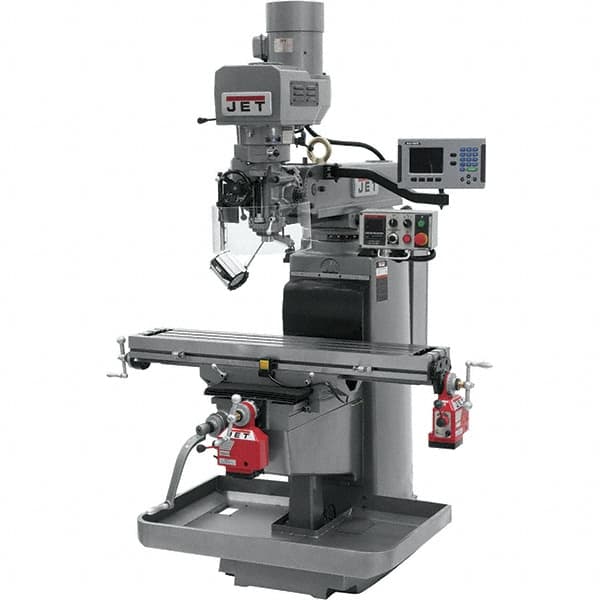 Jet - 10" Table Width x 50" Table Length, Electronic Variable Speed Control, 3 Phase Knee Milling Machine - 3 hp - Makers Industrial Supply