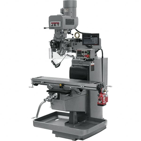 Jet - 10" Table Width x 50" Table Length, Electronic Variable Speed Control, 3 Phase Knee Milling Machine - 3 hp - Makers Industrial Supply