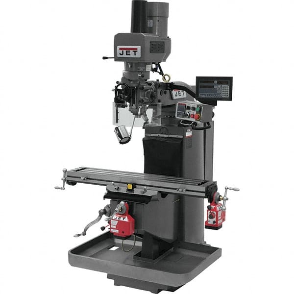 Jet - 9" Table Width x 49" Table Length, Electronic Variable Speed Control, 3 Phase Knee Milling Machine - 3 hp - Makers Industrial Supply