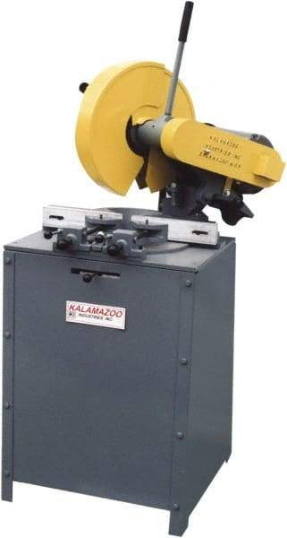 Kalamazoo - 14" Blade Diam, 1" Arbor Hole, Miter Chop & Cutoff Saw - 4,400 RPM, 5 hp, 220/440 Volts, 3 Phase - Makers Industrial Supply