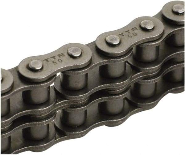 Tritan - 1/2" Pitch, ISO 08B, Double Strand Roller Chain - Chain No. 08B, 7,273 Lb. Capacity, 10 Ft. Long, 8.51mm Roller Diam, 0.305" Roller Width - Makers Industrial Supply