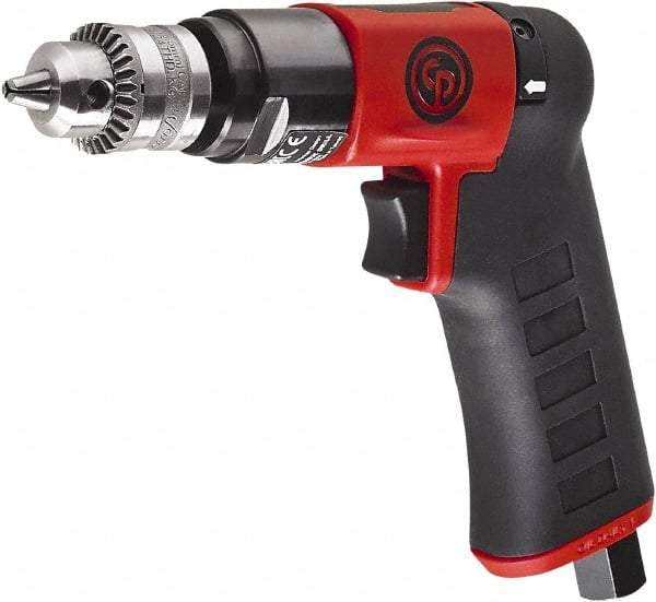 Chicago Pneumatic - 1/4" Reversible Keyed Chuck - Pistol Grip Handle, 2,800 RPM, 0.3 hp, 90 psi - Makers Industrial Supply