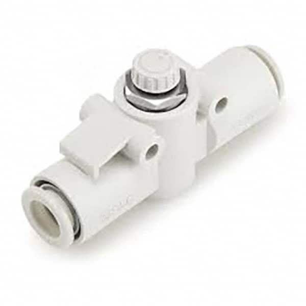 SMC PNEUMATICS - Speed & Flow Control Valves Valve Type: Flow Control Offset Inline Male Thread Size: 1/4 - Makers Industrial Supply