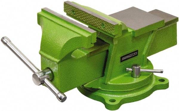 OEM Tools - 6" Jaw Width, 6" Opening Capacity, 2-19/32" Throat Depth, Cast Iron Swivel Bench Vise - Bolt Down Base Attachment - Makers Industrial Supply