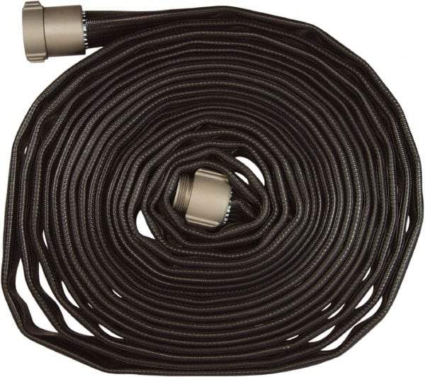 Dixon Valve & Coupling - 1-1/2" ID, 200 Working psi, Black Nitrile Fire Hose - Male x Female NPSH Ends, 50' Long, 600 Burst psi - Makers Industrial Supply