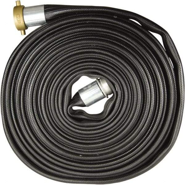 Dixon Valve & Coupling - 2-1/2" ID, 200 Working psi, Black Nitrile Fire Hose - Male x Female NST (NH) Ends, 100' Long, 600 Burst psi - Makers Industrial Supply