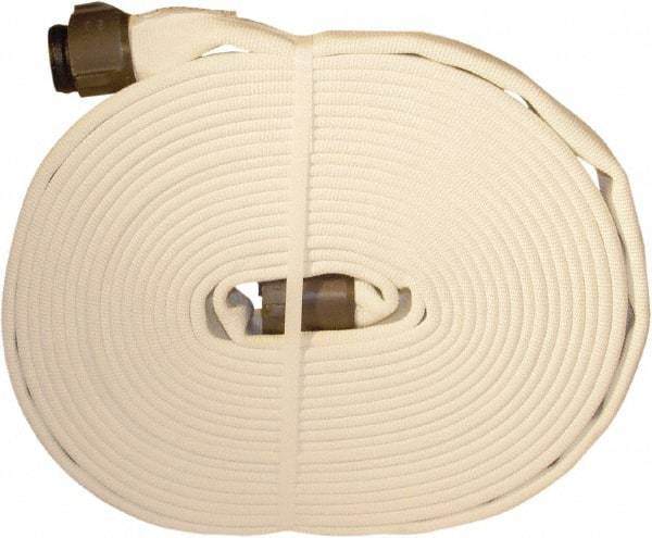 Dixon Valve & Coupling - 2-1/2" ID, 360 Working psi, White Polyester Fire Hose - Male x Female NST (NH) Ends, 100' Long, 1,080 Burst psi - Makers Industrial Supply