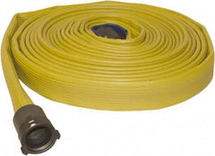 Dixon Valve & Coupling - 1-1/2" ID, 225 Working psi, White Polyester/Rubber Fire Hose, Single Jacket - Male x Female NST (NH) Ends, 50' Long, 675 Burst psi - Makers Industrial Supply