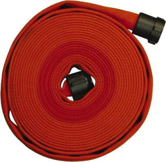 Dixon Valve & Coupling - 1-1/2" ID, 225 Working psi, Orange Polyester/Rubber Fire Hose, Single Jacket - Male x Female NPSH Ends, 50' Long, 675 Burst psi - Makers Industrial Supply