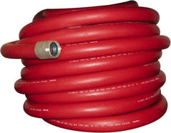 Dixon Valve & Coupling - 1-1/2" ID, 225 Working psi, Red Polyester/Rubber Fire Hose, Single Jacket - Male x Female NPSH Ends, 50' Long, 675 Burst psi - Makers Industrial Supply