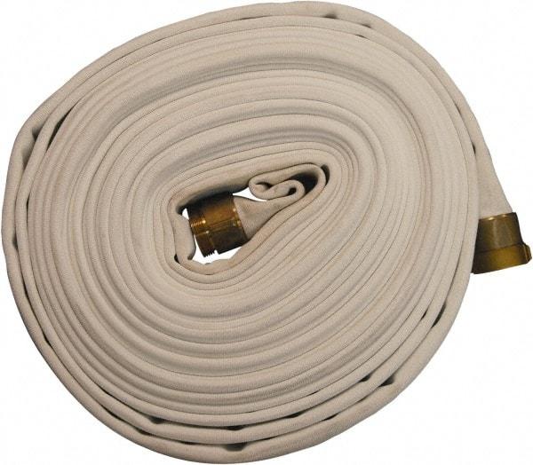 Dixon Valve & Coupling - 2-1/2" ID, 360 Working psi, White Polyester Fire Hose - Male x Female NST (NH) Ends, 25' Long, 1,080 Burst psi - Makers Industrial Supply