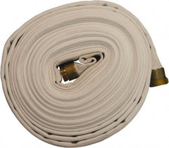 Dixon Valve & Coupling - 1-1/2" ID, 135 Working psi, White Polyester/Rubber Fire Hose, Single Jacket - Male x Female NST (NH) Ends, 100' Long, 405 Burst psi - Makers Industrial Supply