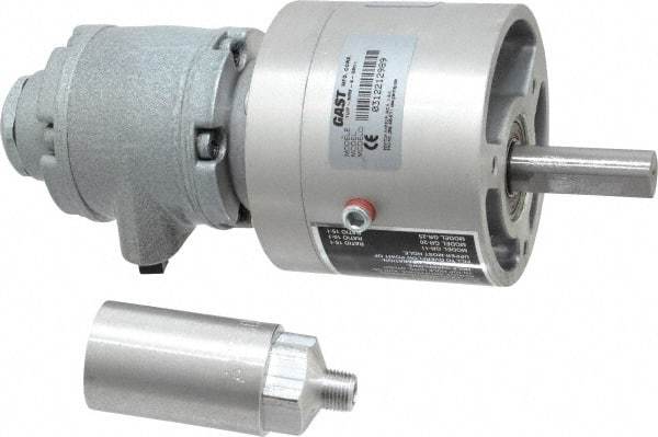 Gast - 1/3 hp Reversible Face Air Actuated Motor - 15:1 Gear Ratio, 400 Max RPM, 7.31" OAL, 1/2" Shaft Diam - Makers Industrial Supply