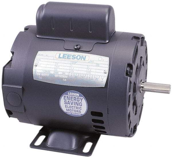 Leeson - 1/2 Max hp, 3,450 Max RPM, Electric AC DC Motor - 115, 208, 230 V Input, Single Phase, 56 Frame - Makers Industrial Supply