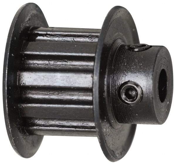 Power Drive - 10 Tooth, 3/16" Inside x 0.617" Outside Diam, Timing Belt Pulley - 1/4, 3/8" Belt Width, 0.637" Pitch Diam, Steel & Cast Iron - Makers Industrial Supply