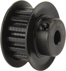 Power Drive - 16 Tooth, 1/4" Inside x 1" Outside Diam, Timing Belt Pulley - 1/4, 3/8" Belt Width, 1.019" Pitch Diam, Steel & Cast Iron - Makers Industrial Supply