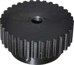 Power Drive - 32 Tooth, 5/16" Inside x 2.017" Outside Diam, Timing Belt Pulley - 1/4, 3/8" Belt Width, 2.037" Pitch Diam, Steel & Cast Iron - Makers Industrial Supply