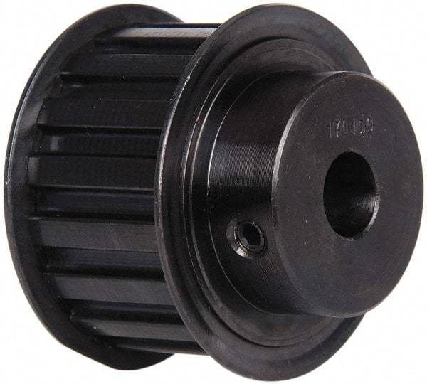 Power Drive - 17 Tooth, 1/2" Inside x 2" Outside Diam, Timing Belt Pulley - 1" Belt Width, 2.029" Pitch Diam, Steel & Cast Iron - Makers Industrial Supply