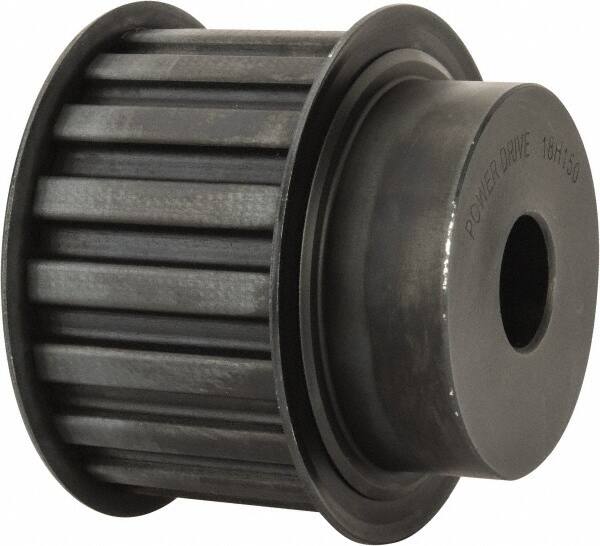 Power Drive - 18 Tooth, 3/4" Inside x 2.811" Outside Diam, Timing Belt Pulley - 1-1/2" Belt Width, 2.865" Pitch Diam, Steel & Cast Iron - Makers Industrial Supply